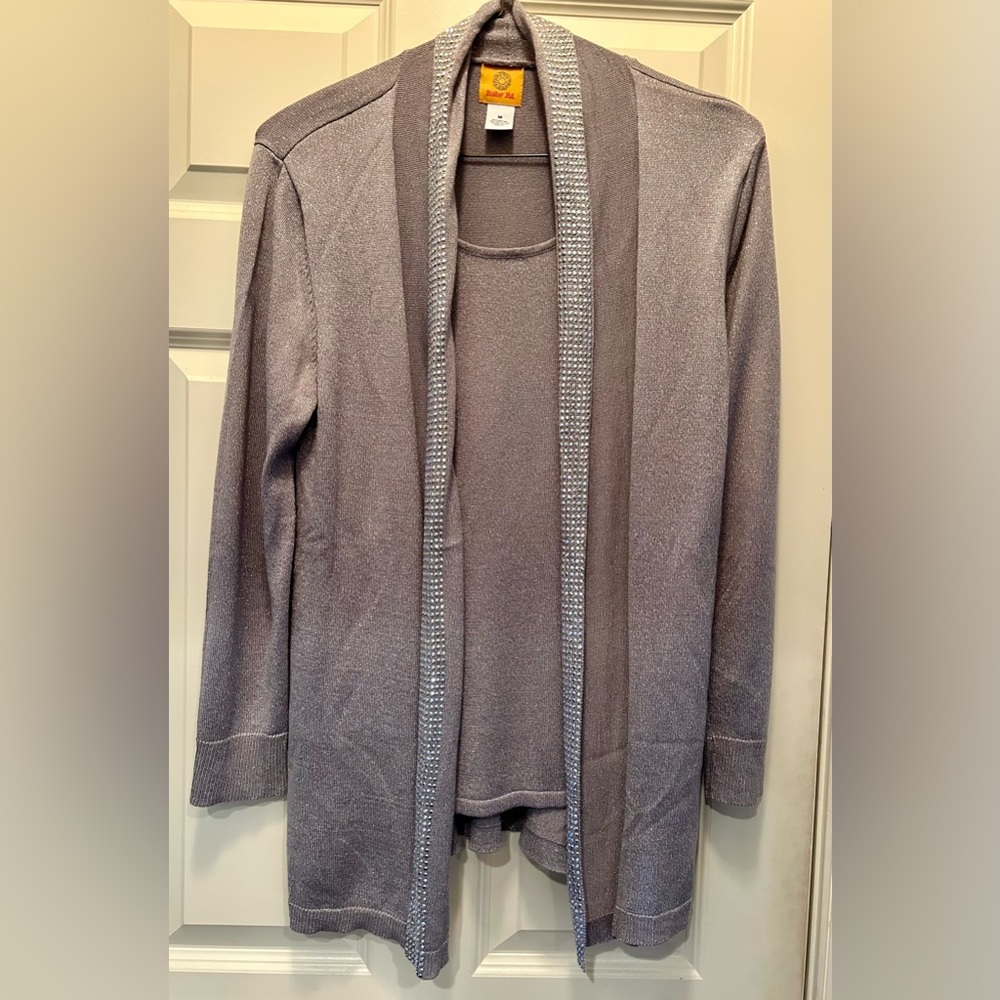 Ruby Rd. Gray Cardigan with Built Top Size Medium
